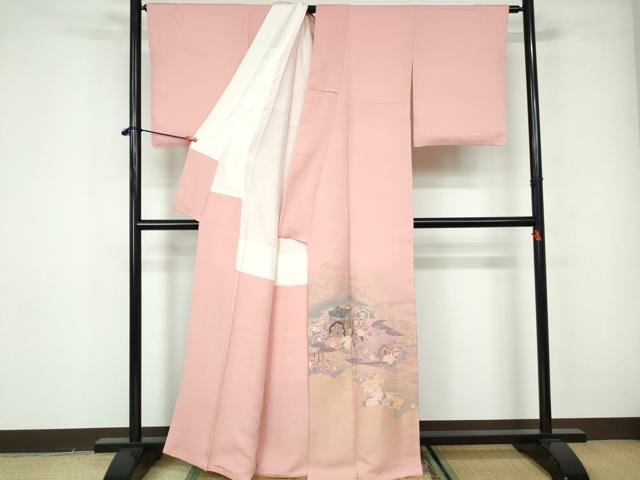 平和屋着物■訪問着 寿光織 御所車花文 暈し染め 金糸 正絹 逸品 DABE8693qa