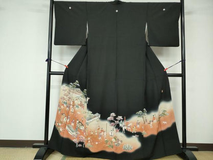 平和屋着物■豪華黒留袖 寿光織 作家物 人物風景文 暈し染め 金糸 正絹 逸品 DABE8695qa