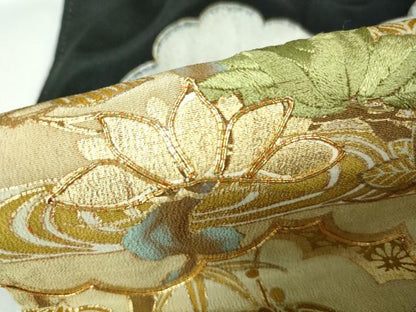 平和屋着物■豪華黒留袖 駒刺繍 雲取り流水花文 松竹梅 金銀彩 正絹 逸品 DABE8696qa