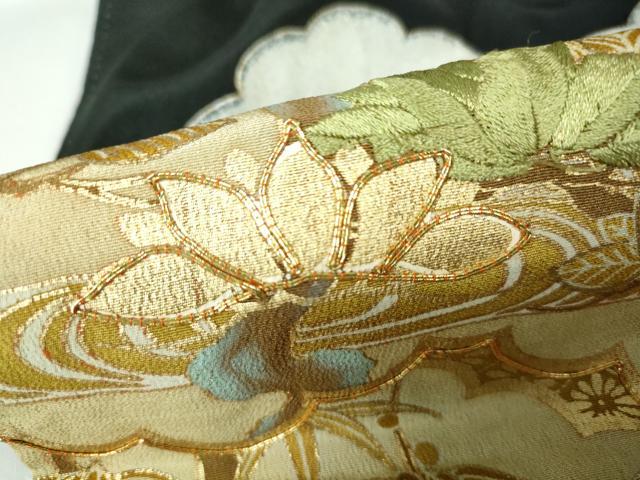 平和屋着物■豪華黒留袖 駒刺繍 雲取り流水花文 松竹梅 金銀彩 正絹 逸品 DABE8696qa