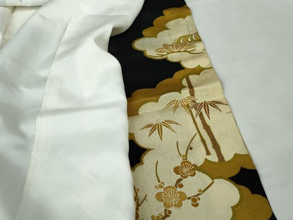 平和屋着物■豪華黒留袖 駒刺繍 雲取り流水花文 松竹梅 金銀彩 正絹 逸品 DABE8696qa