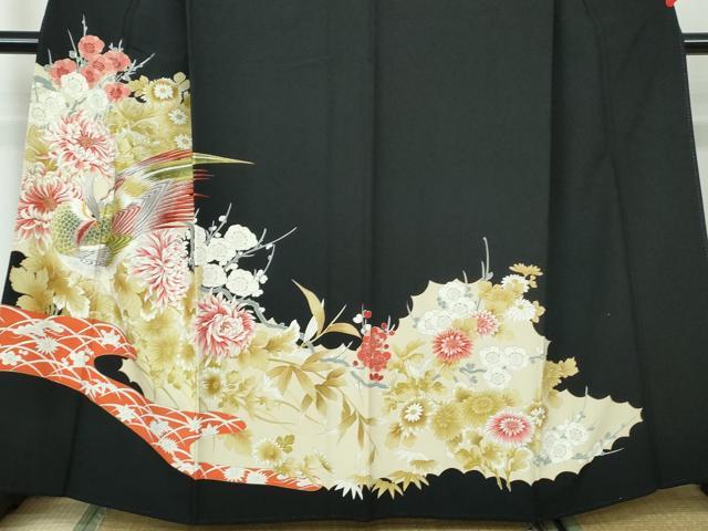 平和屋着物■豪華黒留袖 刺繍 花鳥文 金銀糸 金彩 正絹 逸品 DABE8700qa