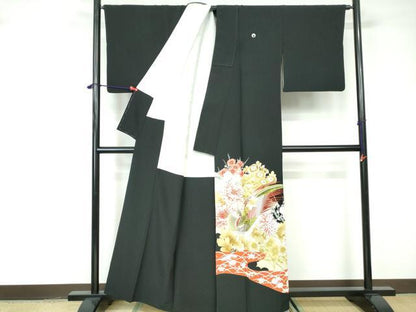 平和屋着物■豪華黒留袖 刺繍 花鳥文 金銀糸 金彩 正絹 逸品 DABE8700qa
