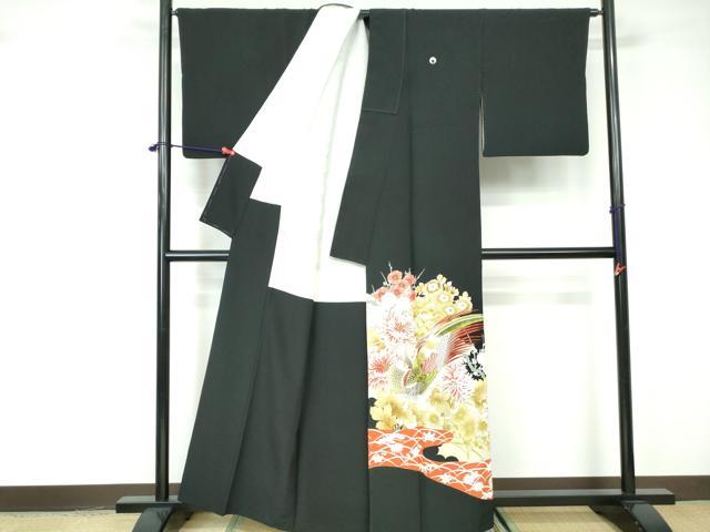 平和屋着物■豪華黒留袖 刺繍 花鳥文 金銀糸 金彩 正絹 逸品 DABE8700qa