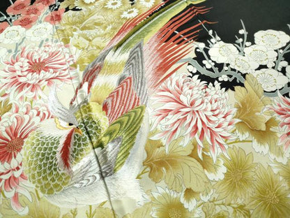 平和屋着物■豪華黒留袖 刺繍 花鳥文 金銀糸 金彩 正絹 逸品 DABE8700qa
