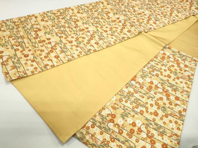 平和屋着物◎六通柄袋帯　唐織　エ霞花松文　金糸　正絹　逸品　DABE8712qa