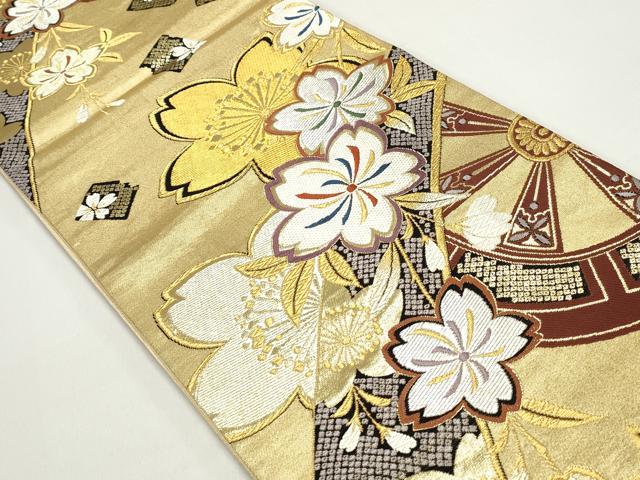 平和屋着物◎六通柄袋帯　唐織　舞桜片輪車文　金銀糸　正絹　逸品　DABE8717qa