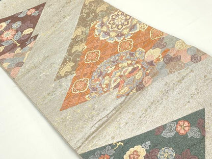 平和屋着物◎六通柄袋帯　唐織　鴛鴦　正倉院花文　金銀糸　正絹　逸品　DABE8725qa