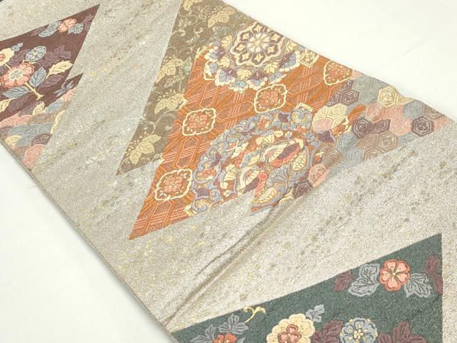 平和屋着物◎六通柄袋帯　唐織　鴛鴦　正倉院花文　金銀糸　正絹　逸品　DABE8725qa
