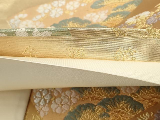 平和屋着物◎六通柄袋帯　唐織　地紙群れ鶴花文　金銀糸　全通箔　正絹　逸品　DABE8727qa