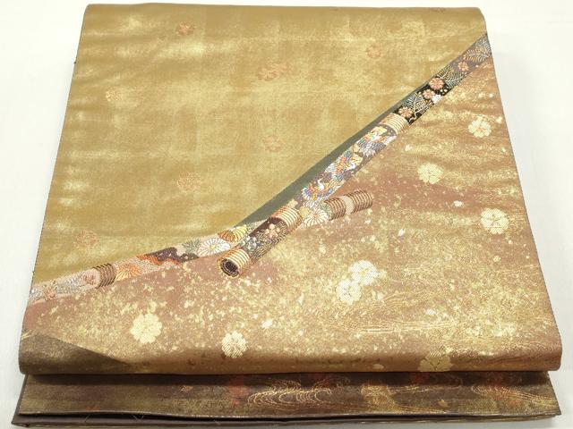 平和屋着物◎六通柄袋帯　唐織　笛の調べ　引箔　高蒔絵摺り出し箔　正絹　逸品　DABE8728qa