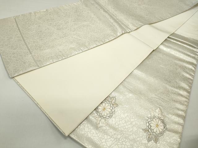 平和屋着物◎太鼓柄袋帯　総刺繍　御所車花文　金銀糸　正絹　逸品　DABE8732qa