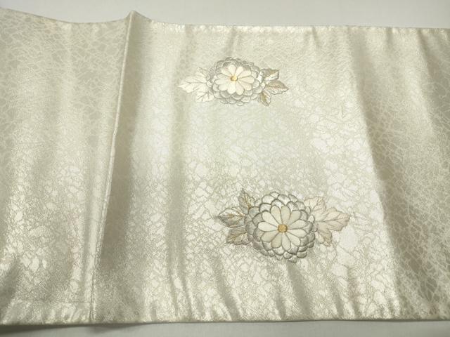平和屋着物◎太鼓柄袋帯　総刺繍　御所車花文　金銀糸　正絹　逸品　DABE8732qa
