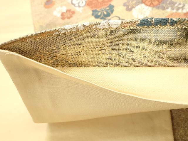 平和屋着物◎六通柄袋帯　唐織　金涛秀宝小袖文　金糸　正絹　逸品　DABE8745qa