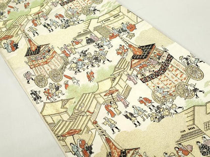 平和屋着物◎六通柄袋帯　唐織　祇園祭山鉾巡行　金糸　正絹　逸品　DABE8754qa