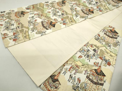 平和屋着物◎六通柄袋帯　唐織　祇園祭山鉾巡行　金糸　正絹　逸品　DABE8754qa