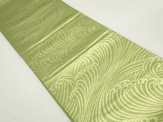 平和屋着物◎六通柄袋帯　立波文　金糸　正絹　逸品　DABE8764qa