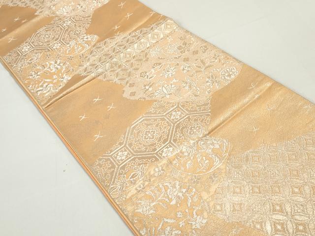 平和屋着物◎六通柄袋帯　道長吉祥花文　銀糸　正絹　逸品　DABE8774qa