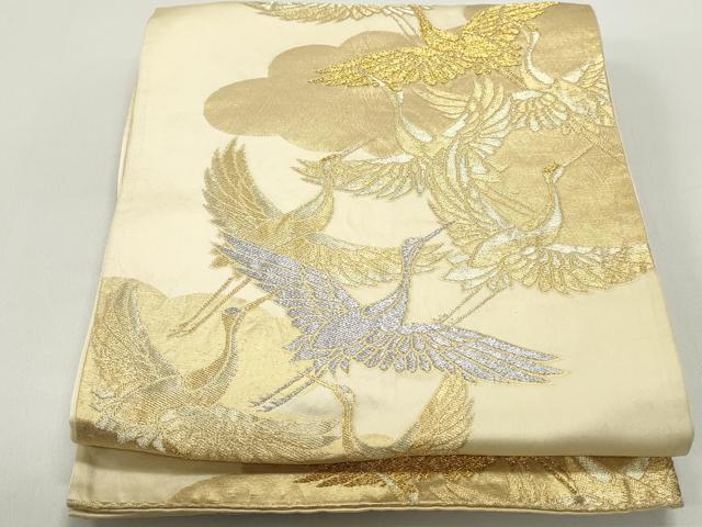 平和屋着物◎六通柄袋帯　飛鶴　金銀糸　正絹　逸品　DABE8782qa