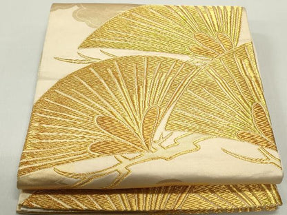平和屋着物◎六通柄袋帯　松文　金糸　正絹　逸品　DABE8790qa