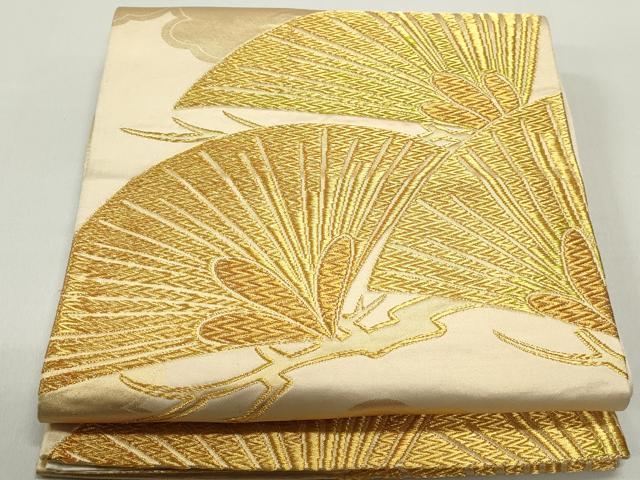 平和屋着物◎六通柄袋帯　松文　金糸　正絹　逸品　DABE8790qa