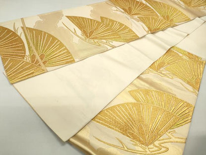 平和屋着物◎六通柄袋帯　松文　金糸　正絹　逸品　DABE8790qa