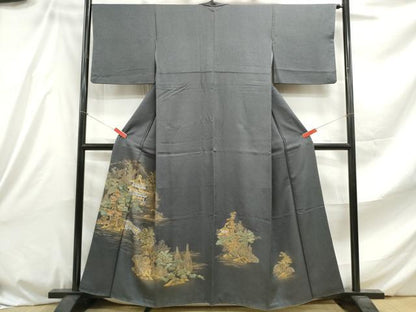 平和屋着物■訪問着 風景花文 暈し染め 金彩 正絹 逸品 DABE8801qa