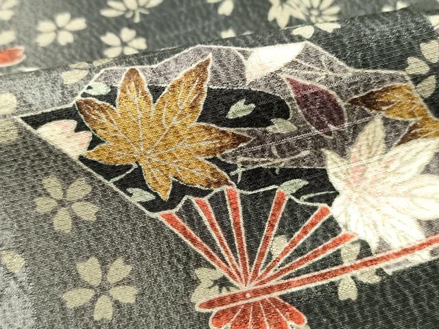 平和屋着物■上質な小紋 扇面枝花間道 暈し染め 金彩 正絹 逸品 DABE8805qa