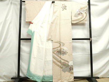 平和屋着物■訪問着 地紙草花文 暈し染め 金彩 正絹 逸品 DABE8809qa