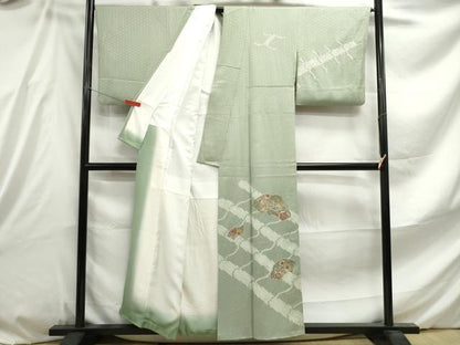 平和屋着物■中国三大刺繍 スワトウ刺繍 汕頭刺繍 訪問着 絞り 地紙花文 金彩 正絹 逸品 DABE8810qa