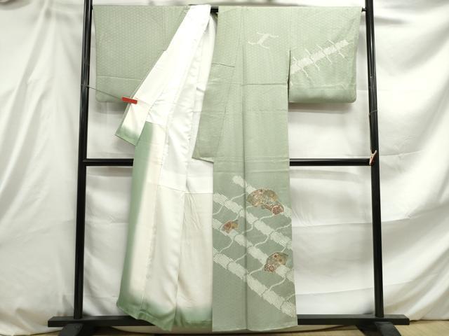 平和屋着物■中国三大刺繍 スワトウ刺繍 汕頭刺繍 訪問着 絞り 地紙花文 金彩 正絹 逸品 DABE8810qa