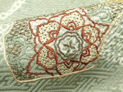 平和屋着物■中国三大刺繍 スワトウ刺繍 汕頭刺繍 訪問着 絞り 地紙花文 金彩 正絹 逸品 DABE8810qa