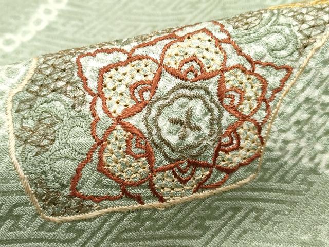 平和屋着物■中国三大刺繍 スワトウ刺繍 汕頭刺繍 訪問着 絞り 地紙花文 金彩 正絹 逸品 DABE8810qa