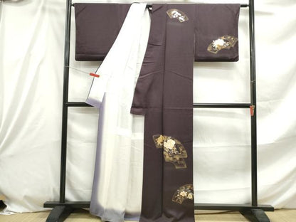 平和屋着物■訪問着 地紙枝花文 暈し染め 金銀彩 正絹 逸品 DABE8813qa