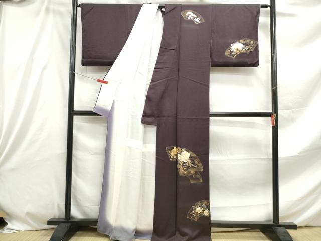 平和屋着物■訪問着 地紙枝花文 暈し染め 金銀彩 正絹 逸品 DABE8813qa