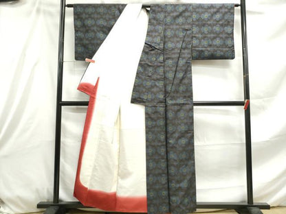 平和屋着物■本場大島紬 7マルキ 幾何学文 正絹 逸品 DABE8824qa