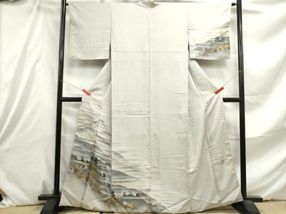 平和屋着物■訪問着 作家物 風景樹林文 暈し染め 金銀彩 正絹 逸品 DABE8829qa