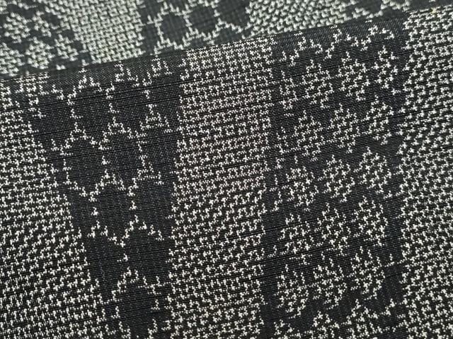 平和屋着物●上質な紬　よろけ縞　黒地　正絹　逸品　AABG4835fy 平和屋着物□上質な紬 よろけ縞 正絹 逸品 DABE8830qa