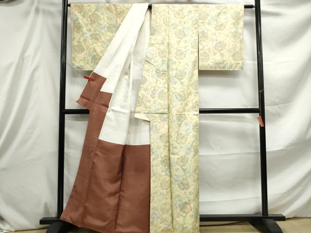平和屋着物■上質な紬 更紗花文 正絹 逸品 DABE8831qa