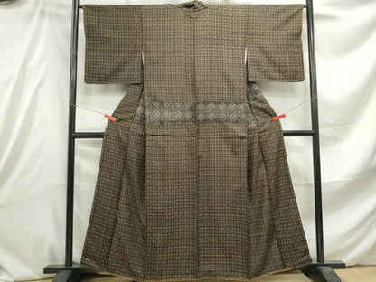 平和屋着物■上質な紬 幾何学文 正絹 逸品 DABE8833qa