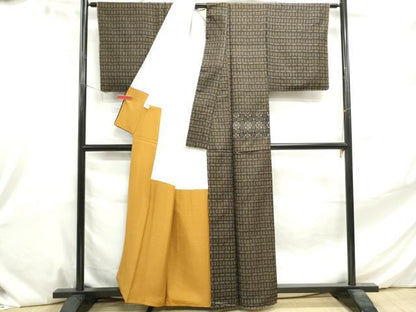 平和屋着物■上質な紬 幾何学文 正絹 逸品 DABE8833qa