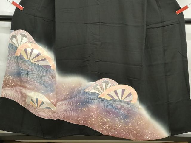 平和屋着物■豪華黒留袖 駒刺繍 立波片輪車文 暈し染め 金彩 正絹 逸品 DABE8839qa