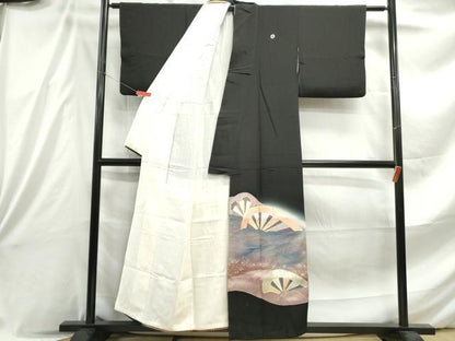 平和屋着物■豪華黒留袖 駒刺繍 立波片輪車文 暈し染め 金彩 正絹 逸品 DABE8839qa