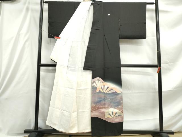 平和屋着物■豪華黒留袖 駒刺繍 立波片輪車文 暈し染め 金彩 正絹 逸品 DABE8839qa