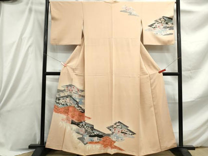 平和屋着物■訪問着 向かい鶴花文 正絹 逸品 DABE8840qa