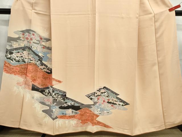 平和屋着物■訪問着 向かい鶴花文 正絹 逸品 DABE8840qa