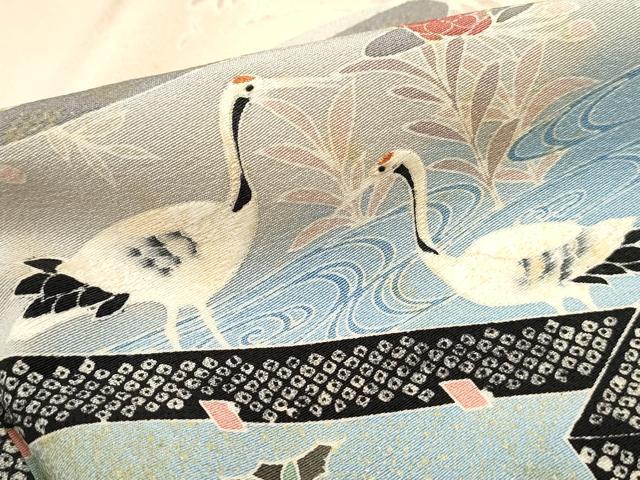 平和屋着物■訪問着 向かい鶴花文 正絹 逸品 DABE8840qa
