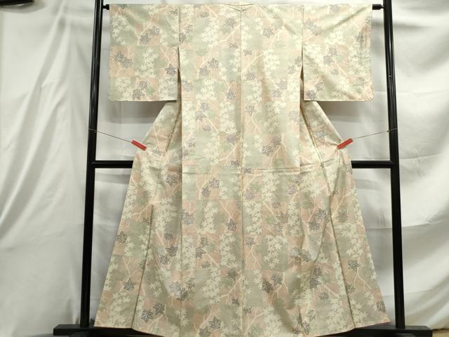 平和屋着物■本場染大島紬 枝葉楓文 正絹 逸品 DABE8842qa