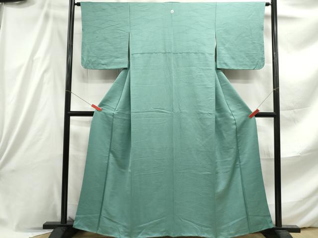 平和屋着物□上質な色無地 立波地紋 若竹色 正絹 逸品 DABE8849qa