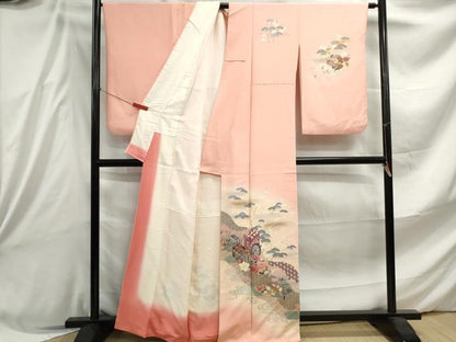平和屋着物■訪問着 流水御所車花文 暈し染め 金彩 正絹 逸品 DABE8856qa